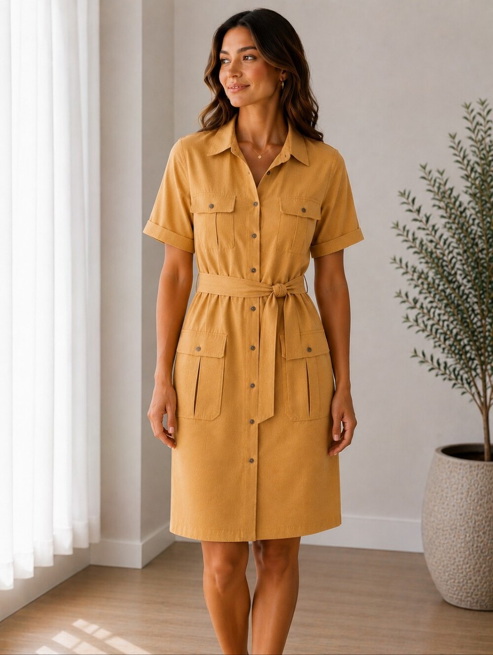 Sharagano Belted Shirt Dress Size 14